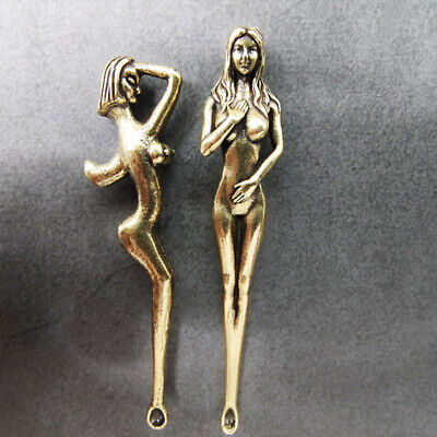 Vintage Brass Ear Pick Sexy Goddess Keychain Ear Wax Remover Care Spoon Pendant • 2.75€