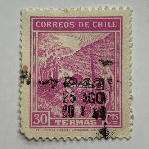 1942 CHILE STAMP WITH INTERESTING MARKINGS 25 YEARS AGO OVERPRINT Cover
