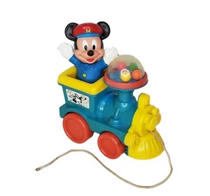 Vintage Disney - Mickey Mouse Train Pull Toy Pop Balls Toddler Toy - Picture 1 of 12