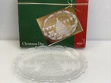 Christmas Serving Platter, Block & Crystal Portugal Oval frosted Clear  12"