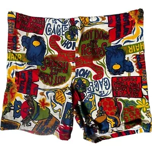 1960s Hot Dogs And Dill Pickles Pop Art Psychedelic Swim Trunks Donmoor USA 36 - Picture 1 of 24