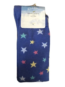 Nick & Nora blaue bunte Sterne kniehi SOCKEN GRÖSSE 9-11 NEU MIT ETIKETT NEU SELTEN Nachthimmel - Bild 1 von 3