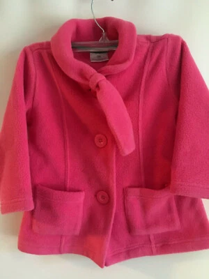 HANNA ANDERSSON Girls Pea Coat Jacket PINK FLEECE Lightweight Size 100 or 4 - Image 1 of 4