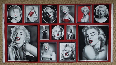  MARILYN MONROE ACOLCHADO ROJO Tela DECORACIÓN ARTESANAL Algodón 23.5x44 Panel13 FOTOS RARAS Foto 1 de 4
