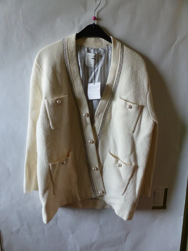 Sandro Women Cardi Coat Ivory Size 0 75049