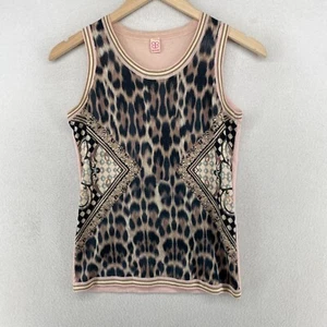 BASLER Sweater Tank Womens 36 Virgin Wool Knit Animal Print Scoop Neck Pink - Picture 1 of 13