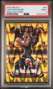 Select Cam Whitmore RC 2023 Gold Tectonic 8/10 PSA 9 como nuevo Houston Rockets Star - Imagen 1 de 2