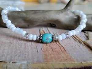 Ankle Bracelet  Beach Wedding  Sister Auntie Mom Friend Turquoise Nugget Teen - Picture 1 of 4
