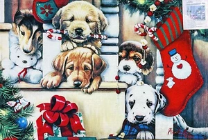 Christmas Puppies Floor/Door Mat - Picture 1 of 1