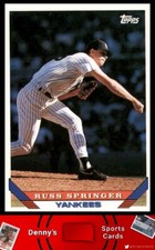 1993 Topps #686 Russ Springer New York Yankees Baseball Card