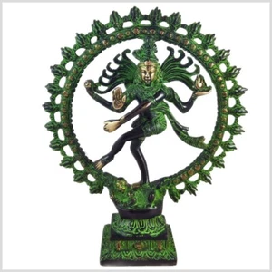 Feiner tanzender Shiva Messing grünantik 29cm 2,2kg Hinduismus Nataraja Ganesha - Picture 1 of 4