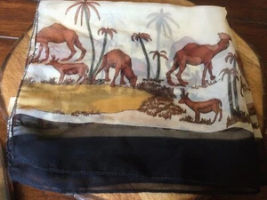 Vintage Scarf with Camels & Palm Trees - Picture 1 of 3