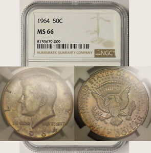 1964 Kennedy Silver Half Dollar 50C MS 66 NGC Toned
