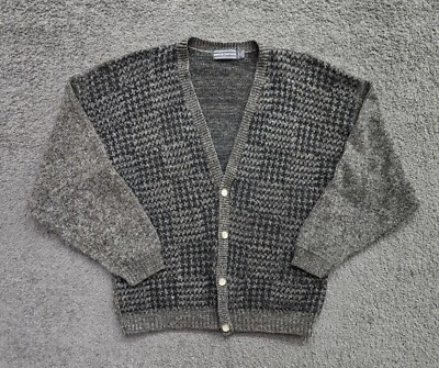 Vintage Cardigan Sweater Mens Large Tall Knit Geometric Knit Grunge 1990s Cobain - Image 1 of 4