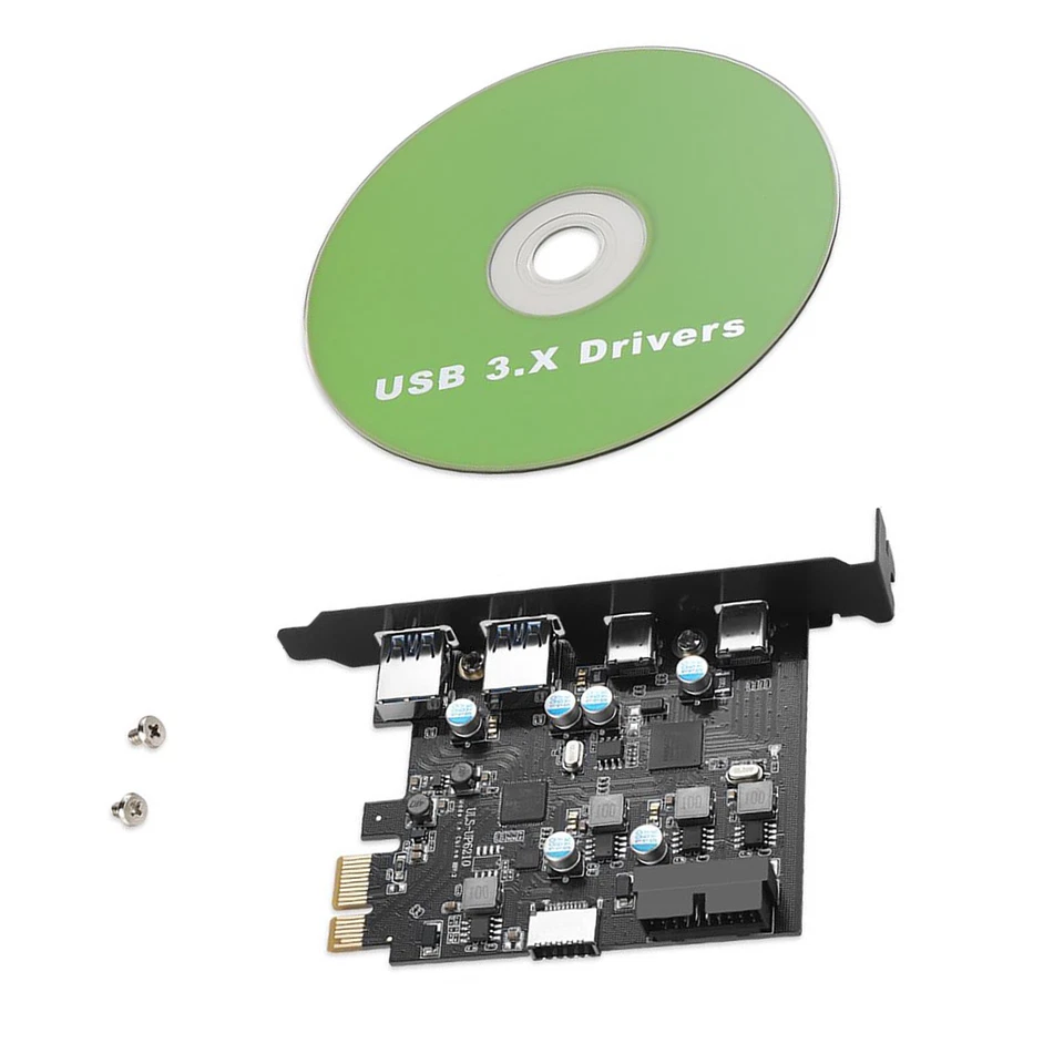 Plug-N-Play USB3.0 PCIe Expansion Card 2xUSB-C 2xUSB-A 5Gbps For Multi-OS - Image 1 of 4