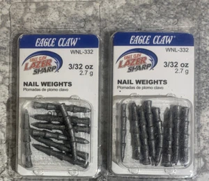 2 Packs Eagle Claw Nail Weights 3/32 OZ 2.7 G WNL-332 - Picture 1 of 1