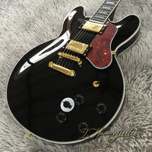 Lucille ES355 Black Electric Guitar Semi Hollow Body Mahogany Gold Hardware w/HH - Picture 1 of 7
