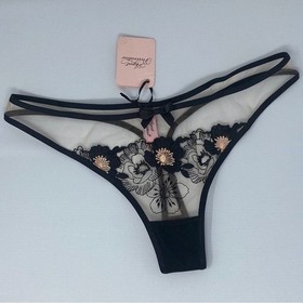 Agent Provocateur Janie Black Peach Thong AP5 Extra Large New