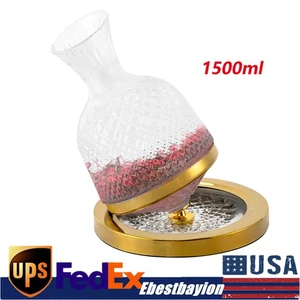 Juego de jarra de vino tinto cristal-vidrio-botella cuerpo + base giratoria rotación 360 - Imagen 1 de 7