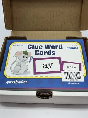 Abeka Clue Word Cards K5-3 Phonics Homeschool 119 Cards Learning Flashcards - Image 1 of 4