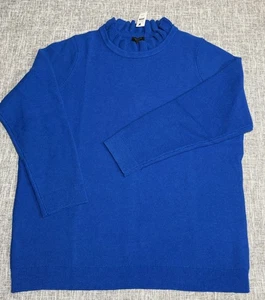 Talbots SZ 2XP Women’s Beautiful Royal Blue Ruffle Neck Pullover Sweater - Picture 1 of 7