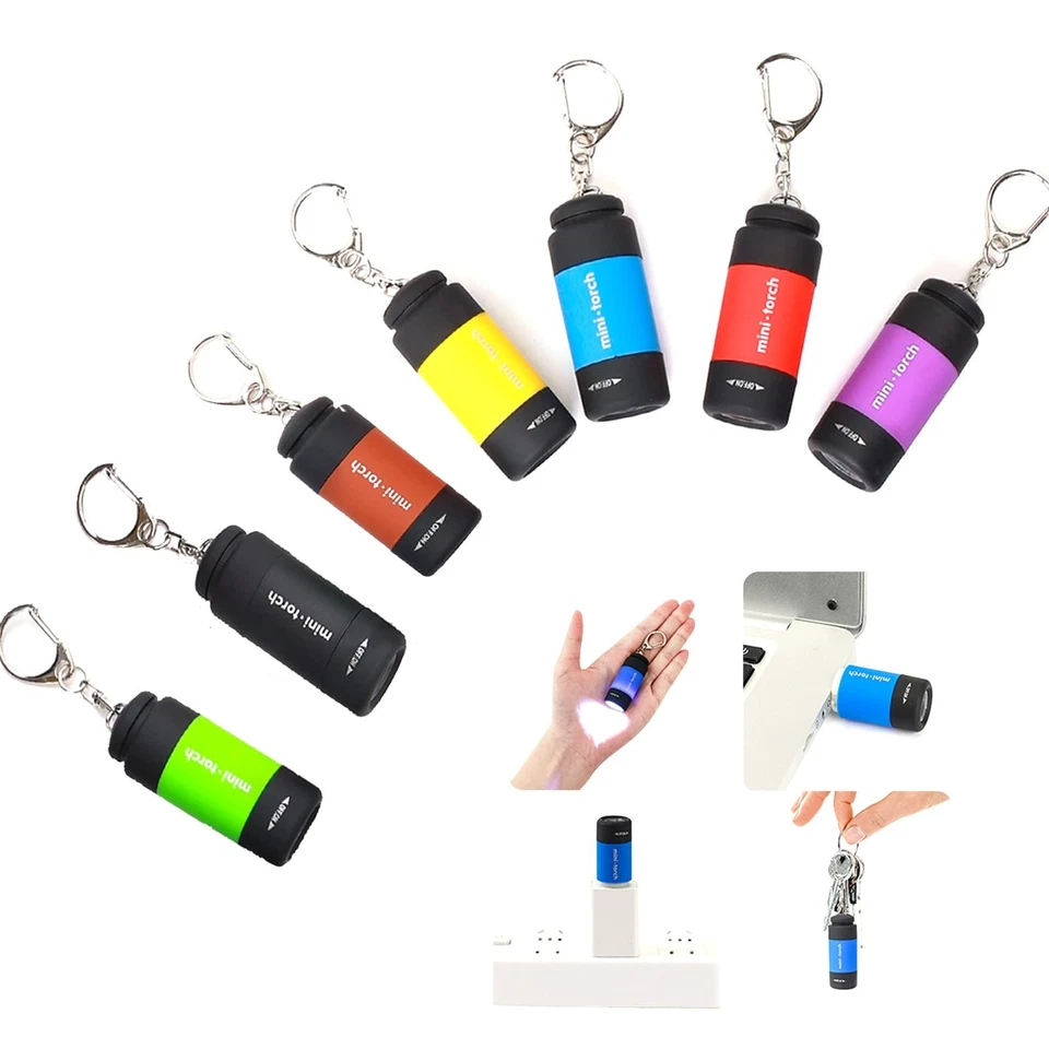 Mini Flashlight Keychain Rechargeable, Colorful Small LED Flashlight Torches ... - Image 1 of 4
