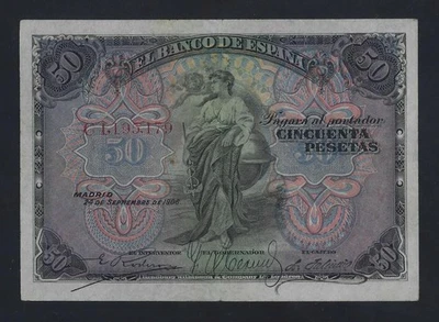 España 50 Pesetas 1906 P-58 VF++ Foto 1 de 2