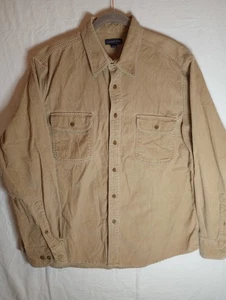 Camicia Lands End in velluto a coste uomo grande L 16-16,5 marrone manica lunga con bottoni - Foto 1 di 8