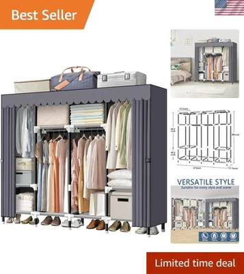 便携式衣柜带4个悬挂杆钢架衣服存放 — 第 1/4 张图片