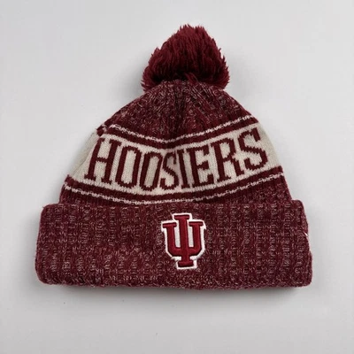 Indiana Hoosiers Sombrero Gorro Para Hombres Rojo Blanco NCAA Baloncesto Tejido Pom Nueva Era Foto 1 de 4