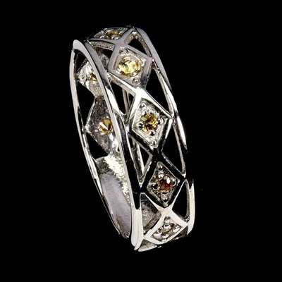 925 Anello Argento Sterling Zaffiro Rotondo Taglio Diamante Gemma Gioielli - Immagine 1 di 4