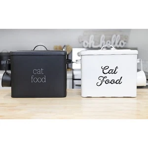 Bauernhaus Katzenfutterbehälter; Emaillegeschirr rustikal Katzenfutterbehälter mit Schaufel - Bild 1 von 24