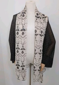 Women's Ecote Black And White Sheer Printed Open Kimono Size M/L - Picture 1 of 7