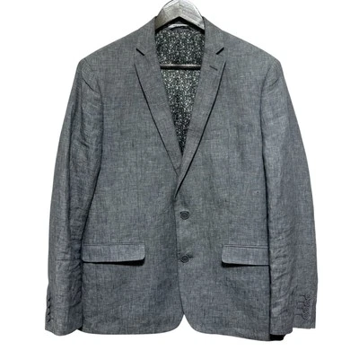 Blazer de lino Bar III para hombre 42R gris abrigo deportivo calce ajustado vacaciones de verano costero Foto 1 de 4