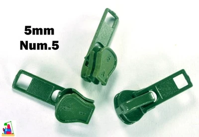 3 St Zipper Schieber Reparatur Reißverschluss 5mm grün Ersatz Zipper Umtauschen - Bild 1 von 3