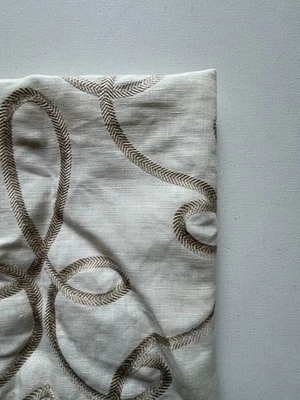 Lee Jofa Chirk Embroidery Pearl Designer Fabric Remnant 24"x24" - Image 1 of 4