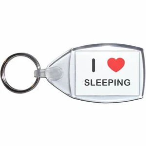 Kleiner Schlüsselanhänger Sleeping I Love Herz aus Kunststoff - Bild 1 von 8