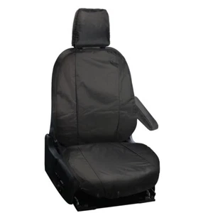 SINGLE FORD TRANSIT CUSTOM 2013 ON FULLY TAILORED VAN DRIVER SEAT COVERS BLACK - Picture 1 of 8