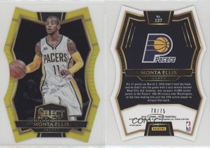 2016-17 Panini Select Premier Level Neon Yellow Prizm /75 Monta Ellis #137