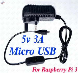 3D Printer Octoprint Raspberry Pi 3 Wall Power Supply 5v 3A Micro USB w Switch - Picture 1 of 2