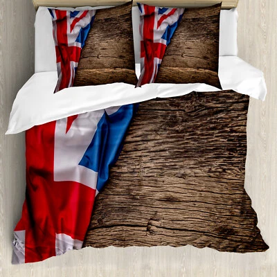 Union Jack Bettwäsche Set Flagge auf EichenbrettWeicher Microfaserstoff - Bild 1 von 2