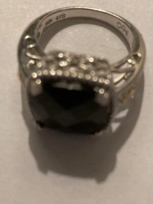 Phillip Gavriel 18k Gold 925 Sterling Silver black tourmaline filigree Ring S6.5 - Image 1 of 4