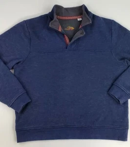 Orvis Mens L Signature Fleece Pullover Soft Sweatshirt Sweater Blue 1/4 zip - Picture 1 of 10