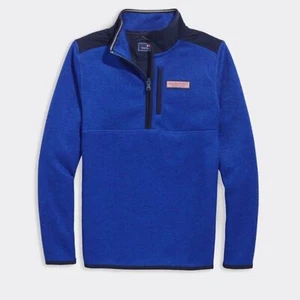 VINEYARD VINES YOUTH LARGE ROYAL BLUE MOUNTAIN SWEATER FLEECE QUARTER ZIP - Picture 1 of 8