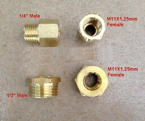 Fitting Metric Pipe M11 M11x1.25 Female to 1/4” NPT Male Gauge Adapter - Picture 1 of 1