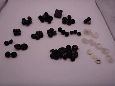 Collection of antique Victorian glass buttons. Mourning buttons - Image 1 of 4