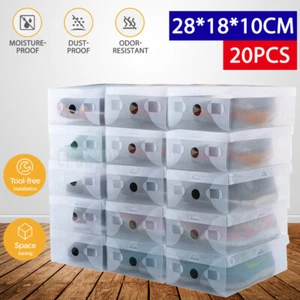 Artiss 20X Shoe Box Storage Clear Case Foldable Stackable Plastic Transparent - Picture 1 of 12