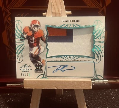 Travis Etienne 2021 Trinity XRC Platinum Spectrum Rookie Patch Auto SP # 54/75 - Image 1 of 2