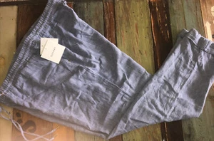 Ellen Tracy Linen Drawstring Pants Size L Blue Chambray NWT - Picture 1 of 6