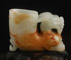 Old China natural hetian jade hand-carved statue of dragon cup 